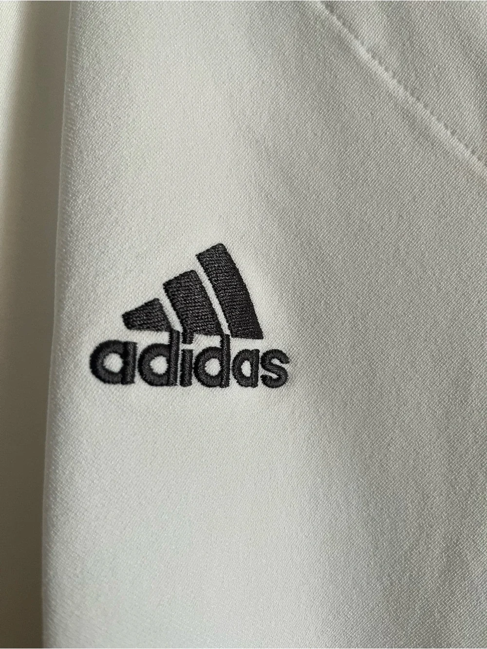 adidas Men’s White Button-Front Athletic Jersey with Black Logo